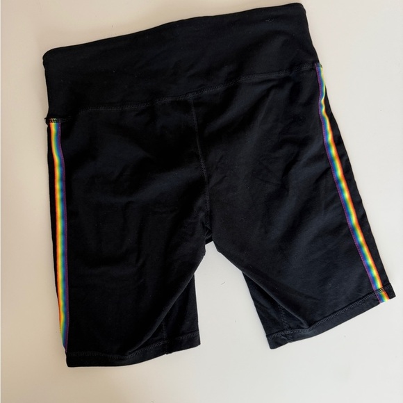 Target Pride Double Striped Rainbow Women’s Bike Shorts Black High Waisted Small - Picture 2 of 6